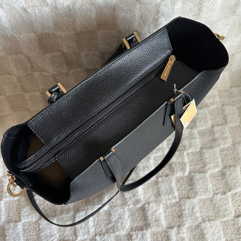 NWT! MK Michael Kors Kimberly 3 In 1 Set Black Leather Tote/Crossbody/Clutch - Picture 6 of 14